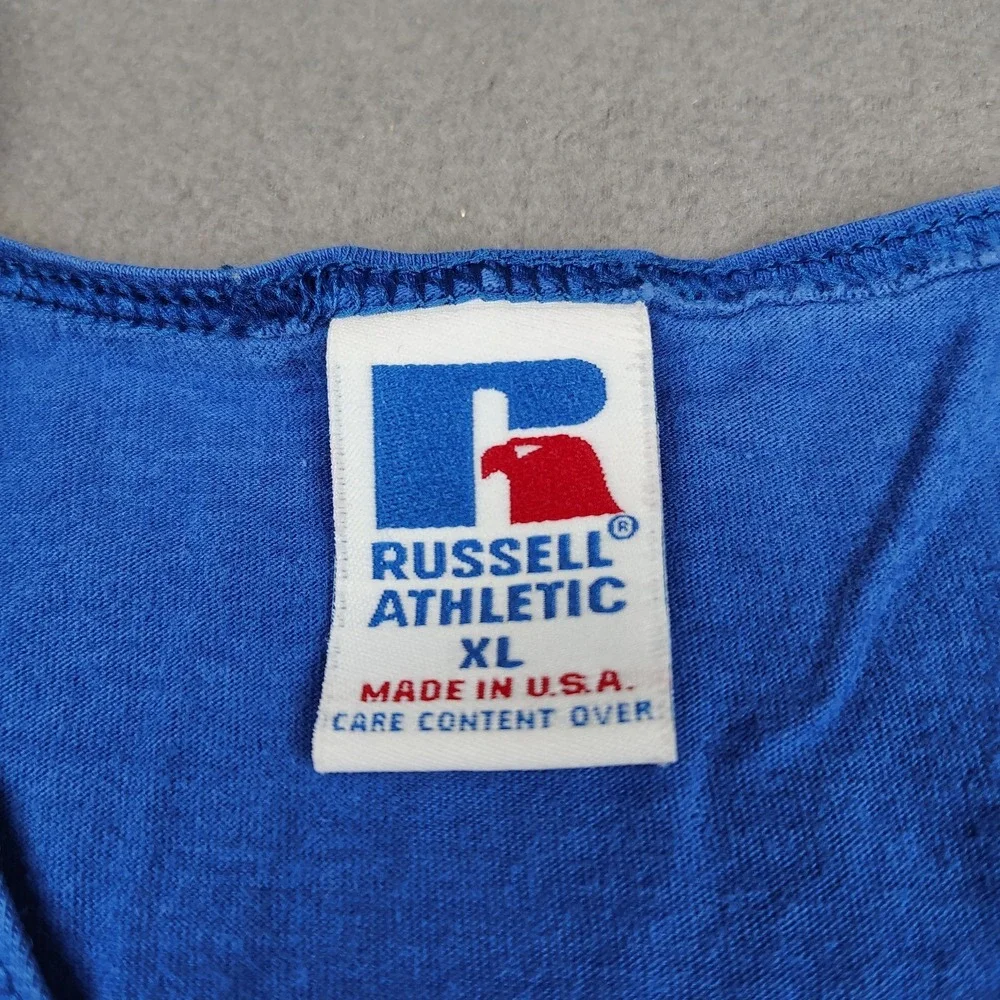 Vintage USA Russell Athletic High Cotton Tank Top Men XL *Fits Large* Blue 90s